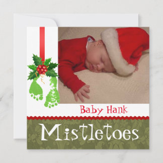 Kerstfotoaankondigingen Baby Feestdagenkaart