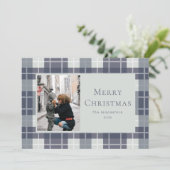 Kerstfotofeestdag blauwe mint feestdagenkaart (Staand voorkant)