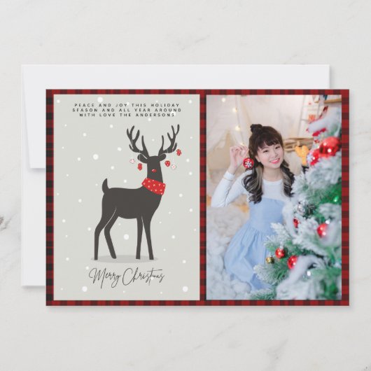 Kerstfotograaf Modern Folk Art Reindeer Kaart (Voorkant)