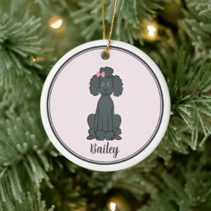 Kerstfotograaf Puppy Dog Black Poodle Keramisch Ornament