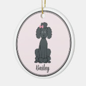 Kerstfotograaf Puppy Dog Black Poodle Keramisch Ornament (Links)