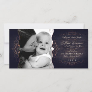  kerstfotokaart met scrollbord feestdagenkaart