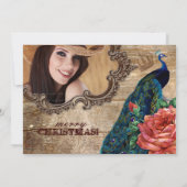 kerstfotokaart Peacock Roos Wood Kaart (Achterkant)