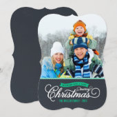 Kerstfotokaart voor chalkboard Script Feestdagenkaart (Voorkant / Achterkant)