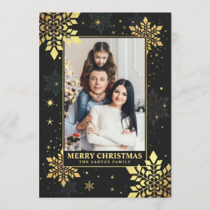 Kerstfotokaarten Faux Gold Foil Snowflake Kaart