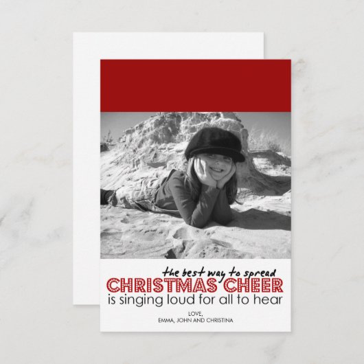 Kerstfotokaarten (rood) kaart (Voorkant / Achterkant)