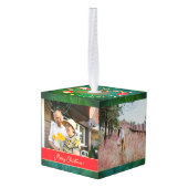 Kerstfoto's Cube Ornament (Achter hoekig)