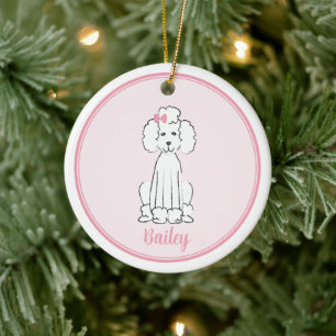 kerstfoto's Cute Puppy Dog White Poodle Keramisch Ornament