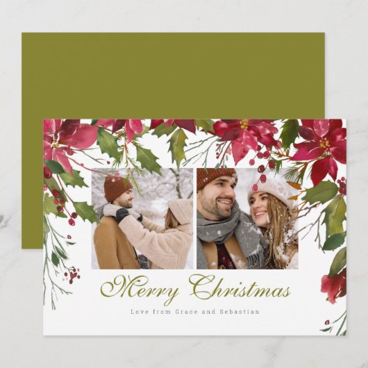 kerstfoto's gepersonaliseerd feestdagenkaart (Voorkant / Achterkant)