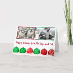 Kerstfoto's Rood & Groene Balls Modern Feestdagen Kaart
