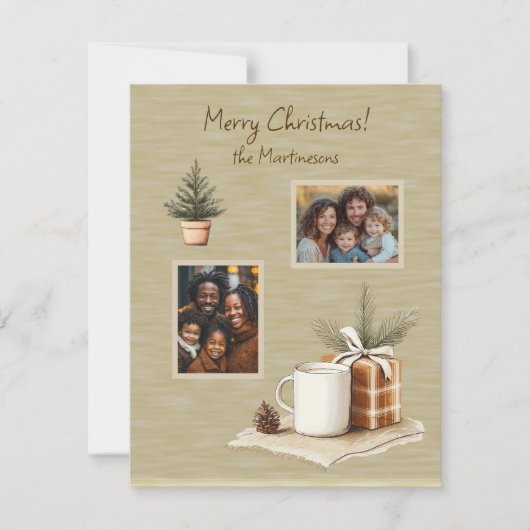 Kerstfoto's Rustic Tree Mok Flat Holiday Kaart (Voorkant)