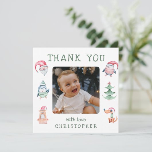 Kerstfoto's van kinderen 2 Bedankt (Staand voorkant)