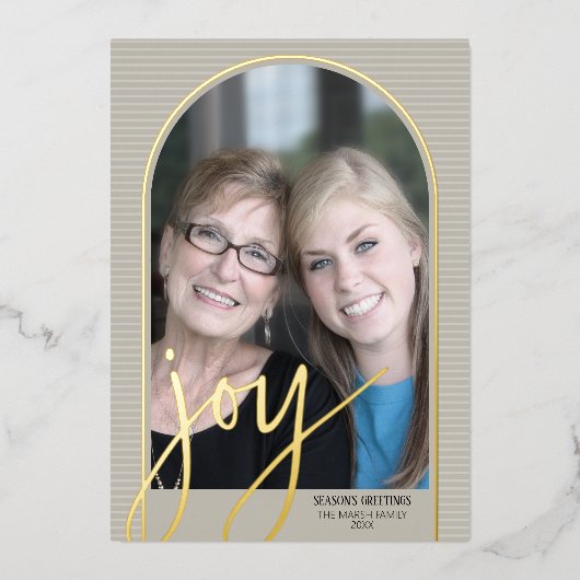 kerstfoto's verticaal - Botanische JOY Folie Feestdagenkaart (Voorkant)