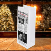 Kerstfototypografie krant wijn cadeautas