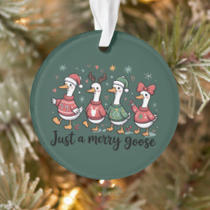 Kerstgans Grappig Alleen Een Blij Gans Kerstmis Ornament