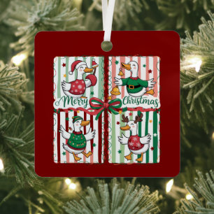 Kerstgans Grappig Vakantie Dier Rendier Eend Metalen Ornament