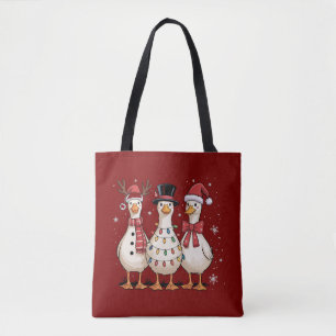 Kerstgans Kerstman Grappige Cute Sneeuwman Kerstmi Draagtas