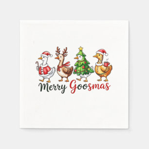 Kerstgans met kerstmuts van Kerstman Servet