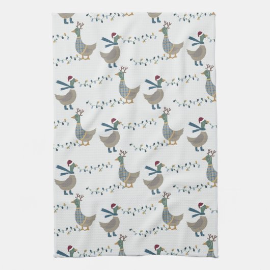 Kerstgans op wit theedoek (Verticaal)