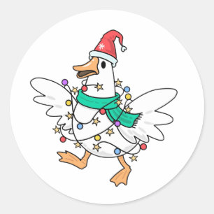 Kerstgans Ronde Sticker