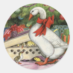 kerstgans ronde sticker