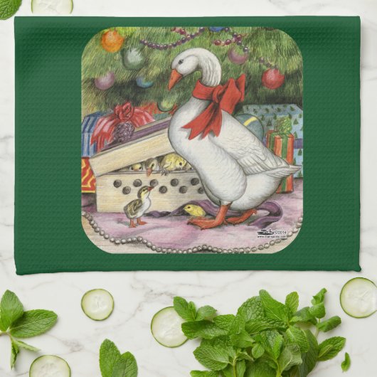 kerstgans theedoek (Gevouwen)
