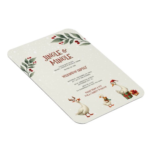Kerstganzen Jingle Party Uitnodiging Magneet (Rechterzijde)