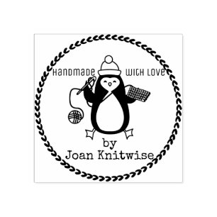 Kerstgarens met pinguïn haakhaakwerk 	rubberstempel