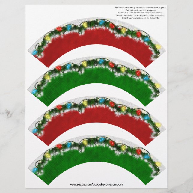 Kerstgarland Cupcake Cosie - RED en GREEN (Voorkant)