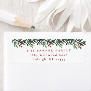 Kerstgarland Greenery Holiday Return Address Etiket