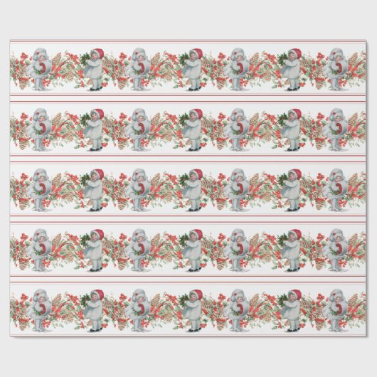 Kerstgarland meisje Pinecone Berries Cadeaupapier (Vlak)