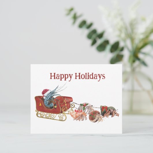Kerstgarnaal Hermit Crab Crustaceancore Sled Briefkaart (Staand voorkant)