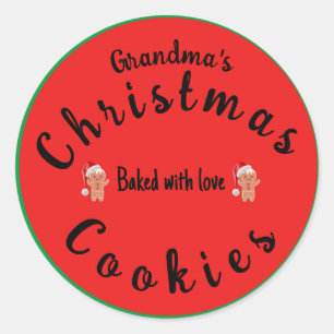 Kerstgebak Oma's Koekjes Ronde Sticker