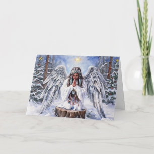 Kerstgebed van een indiaanse engel voor vrede feestdagen kaart