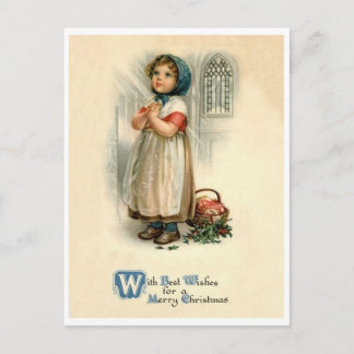 Kerstgebed van een klein meisje, religieus, vintag briefkaart