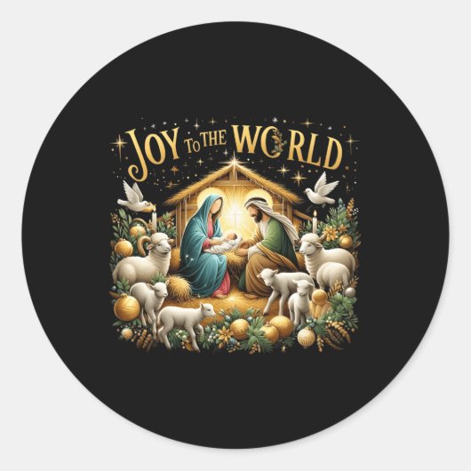kerstgeboorte Christelijke geboorte van Jezus doet Ronde Sticker (Voorkant)