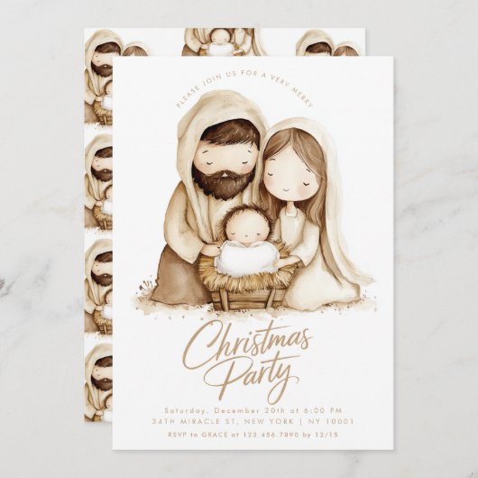 Kerstgeboren Jezus Maria Religieus Kerstmis Kaart (Voorkant / Achterkant)