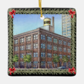 kerstgebouw keramisch ornament (Voorkant)