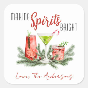 Kerstgedachten met een drankje wordt nog leuker ti vierkante sticker