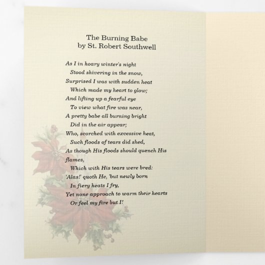 Kerstgedicht over Jezus en de Maagd Maria Drieluik Wenskaart (Binnenzijde eerst)