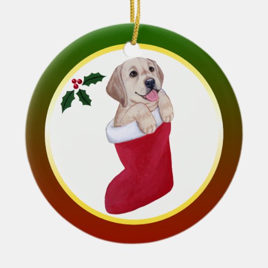 kerstgeel labrador ornament (Voorkant)