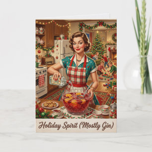 Kerstgeest Meestal Gin Vintage Kaart