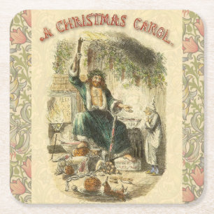 Kerstgeest van het Heden Scrooge Vierkante Kartonnen Onderzetter