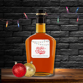 Kerstgeesten Aangepaste Naam met Kerstverlichting Vierkante Sticker