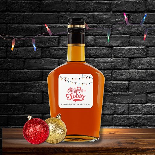 Kerstgeesten Aangepaste Naam met Kerstverlichting Vierkante Sticker