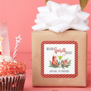 Kerstgeesten Oplichten Kerst Drinkjes Feestelijk Vierkante Sticker