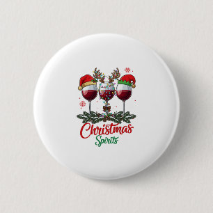 Kerstgeesten Wijn Glazen Rendier Geweien Pi Ronde Button 5,7 Cm