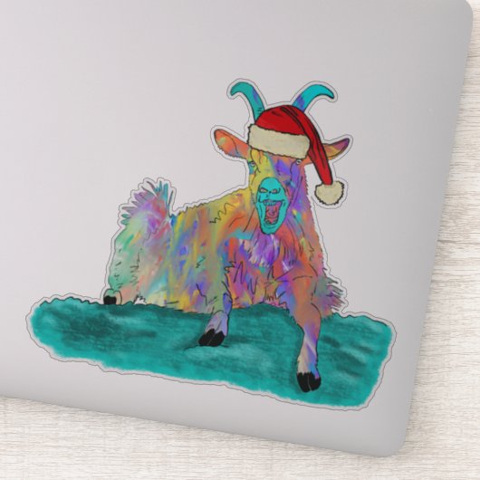 Kerstgeit, kleurrijk sticker (Detail)