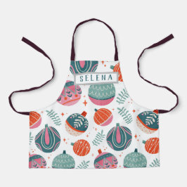 kerstgekleurde ornamenten schort