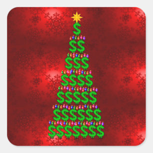 Kerstgeld Vierkante Sticker